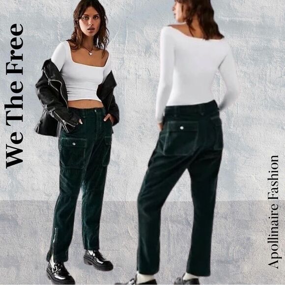 WE THE FREE LONDON CALLING CORDUROY PANTS IN GREEN SIZE 31 NWT - Picture 1 of 7